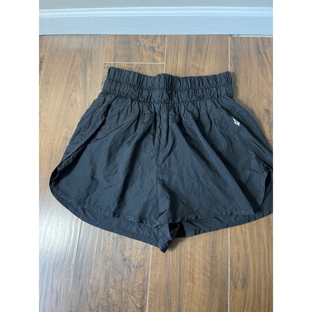 Free People FP Movement The Way Home Shorts Black High Rise Smocked Waist Medium
